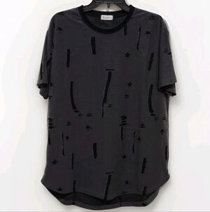 Kuegou Mens XL Distressed Gray Short Sleeve Crewneck Tee Shirt